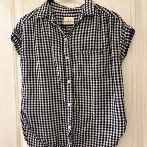 American Eagle Outfitters Navy and White Checkered Shirt